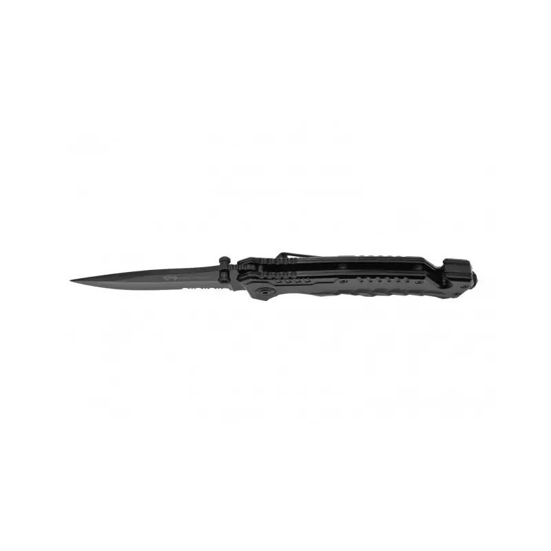 MAX KNIVES BLACK FOLDING KNIFE HALF-TOOTHED BLADE
