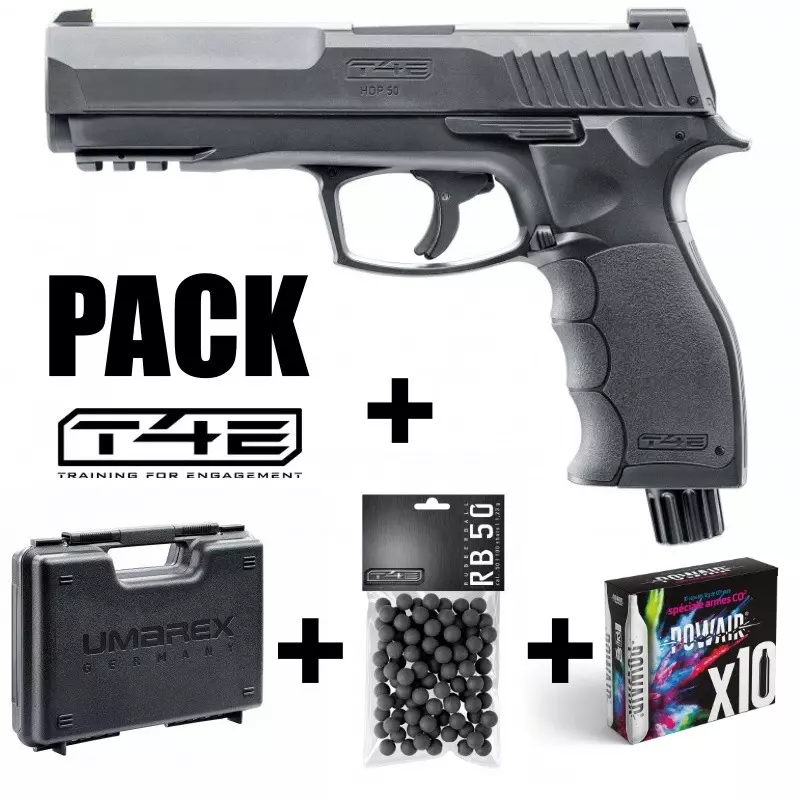 HDP50 PISTOL PACK - 11 Joules + HARD RUBBER BALL + 10 CO2 CAPSULES + CASE