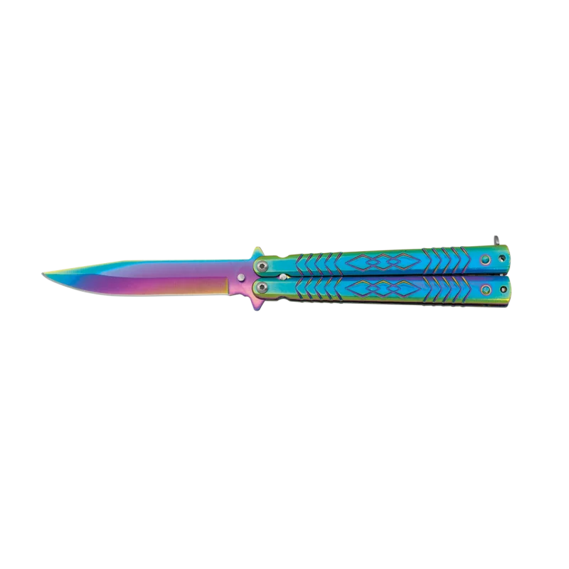 BUTTERFLY KNIFE PATTERN RAINBOW BLADE 10.3CM