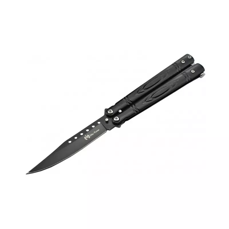 MAX KNIVES BUTTERFLY KNIFE 3CR13 STEEL BLADE BLACK HANDLE