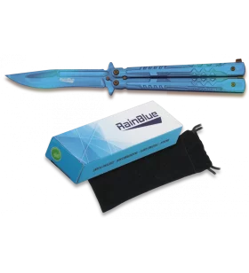 BUTTERFLY KNIFE PATTERN BLUE BLADE 10CM