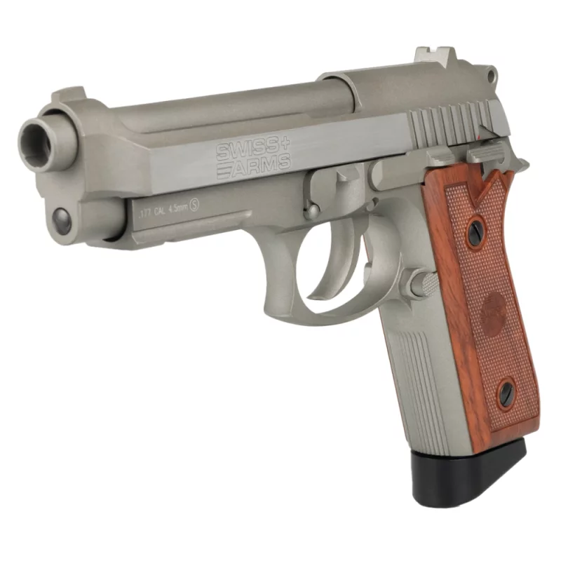 PISTOLET SWISS ARMS P92 Stainless - Culasse mobile - 4.5mm BB - CO² / 1.6J