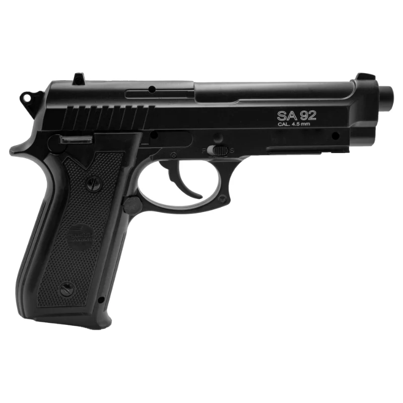 PACK PISTOLET SWISS ARMS SA 92 Noir - 4.5mm BB - CO²