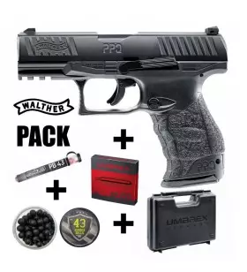 WALTHER PPQ M2 PISTOL PACK BLACK CAL.43 + RUBBER AND PEPPER BALLS