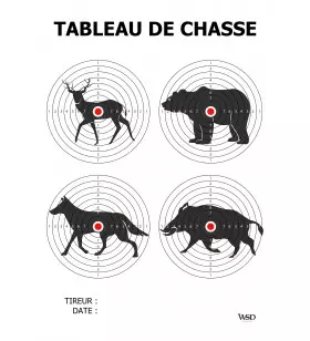 CIBLE TABLEAU DE CHASSE 30x40cm