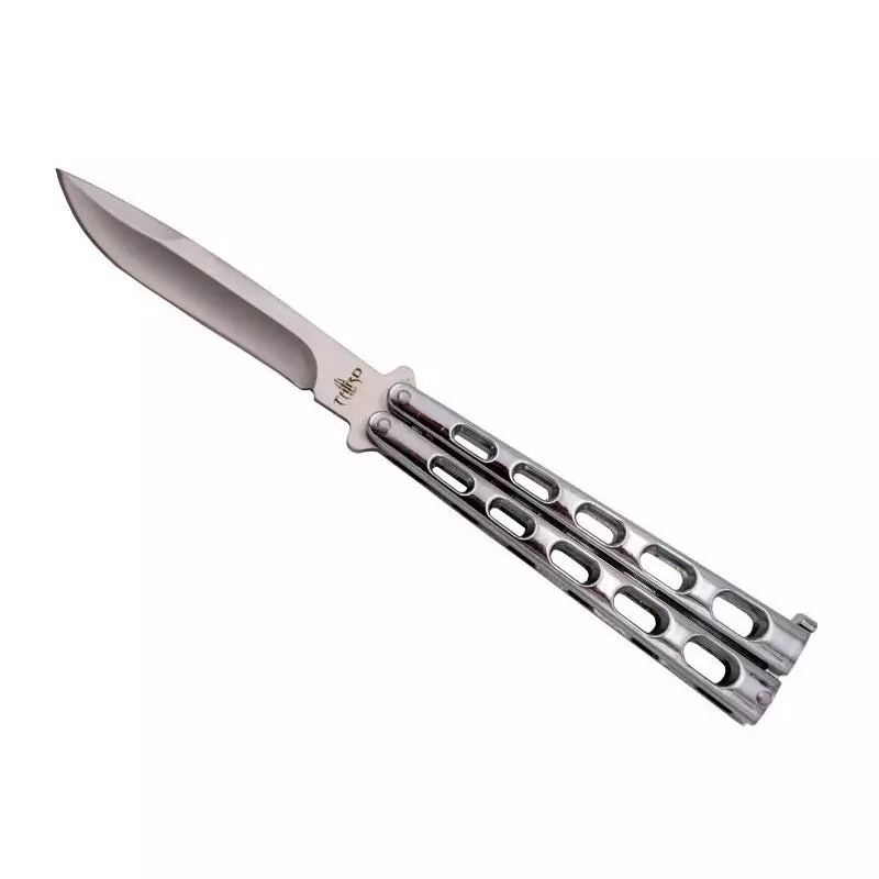 THIRD BUTTERFLY KNIFE STAINLESS STEEL SILVER BLADE 12.5CM