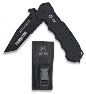 K25 TACTICAL FOLDING KNIFE PREDATOR BLACK BLADE 9.5CM