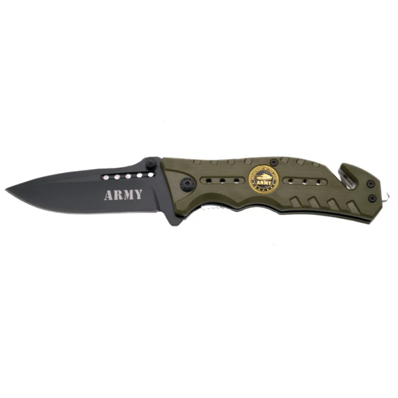 THIRD TACTICAL FOLDING KNIFE USA ARMY GREEN PATTERN