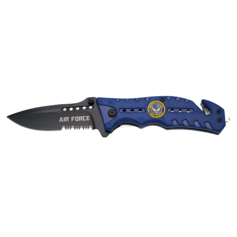 THIRD TACTICAL FOLDING KNIFE BLUE PATTERN AIR FORCE BLADE WITH TEETH