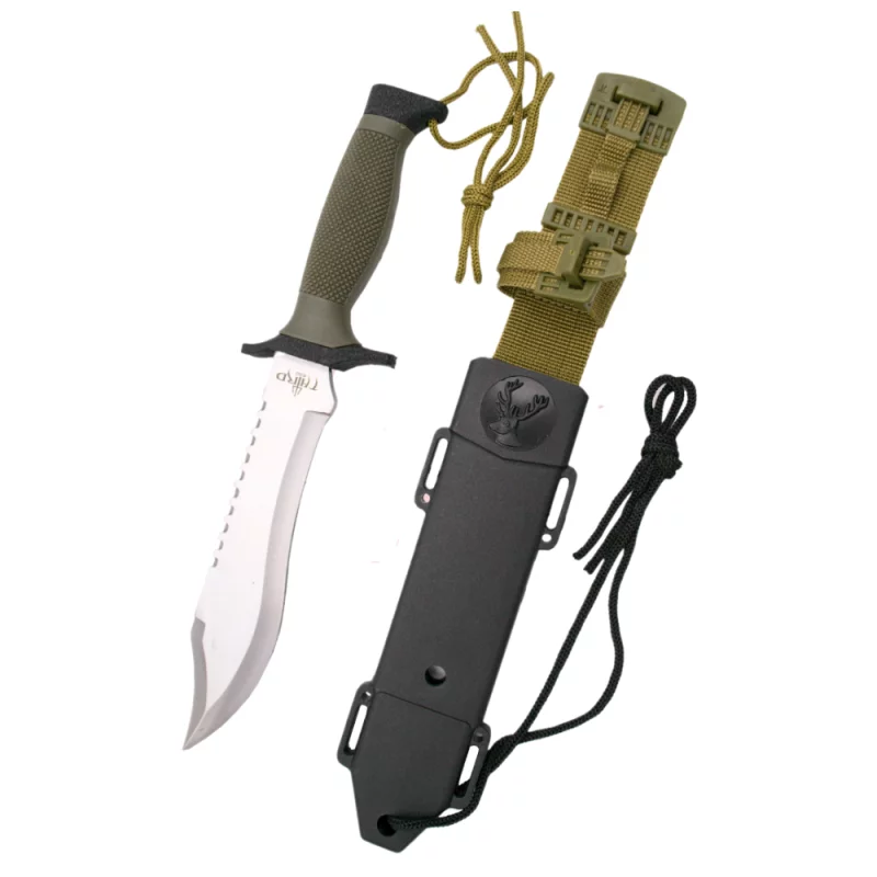 THIRD TACTICAL KNIFE SILVER AND KHAKI WITH CASE