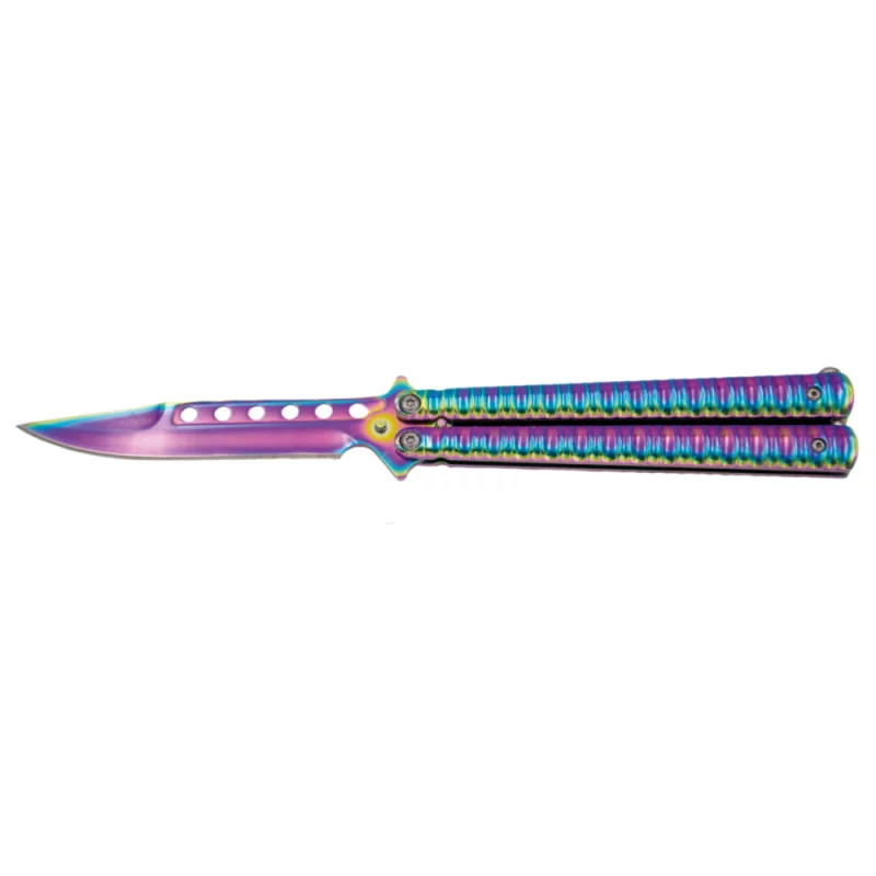THIRD BUTTERFLY KNIFE RAINBOW PATTERN BLADE 11CM