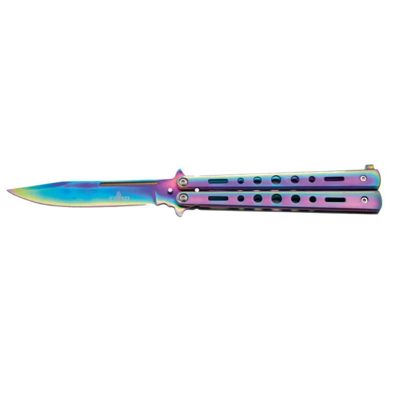 THIRD BUTTERFLY KNIFE PATTERN RAINBOW BLADE 11CM