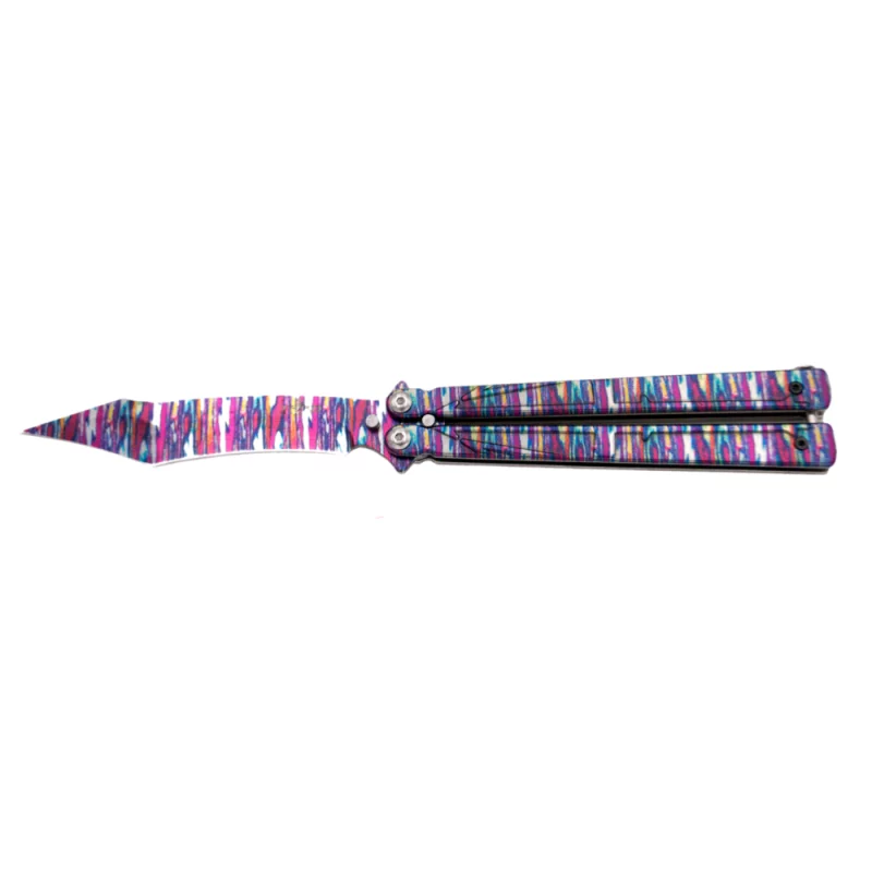 THIRD BUTTERFLY KNIFE MULTICOLOR PATTERN BLADE 12.5CM