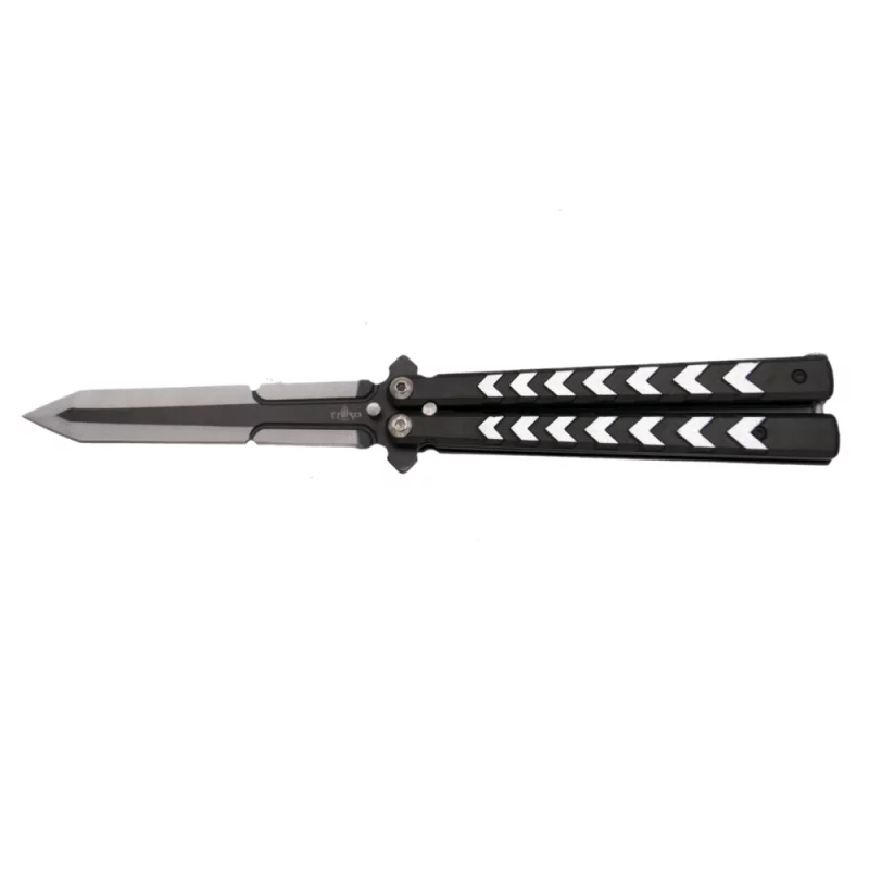 THIRD BUTTERFLY KNIFE BLACK SWORD PATTERN BLADE 12CM