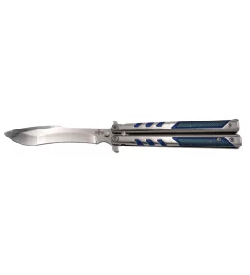 THIRD BUTTERFLY KNIFE BLUE CARBON PATTERN 3D BLADE 11CM