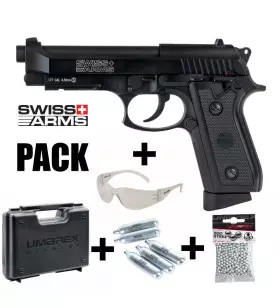 SWISS ARMS P92 PISTOL PACK Black - Blowback - 4.5mm BB - CO² / 1.7J
