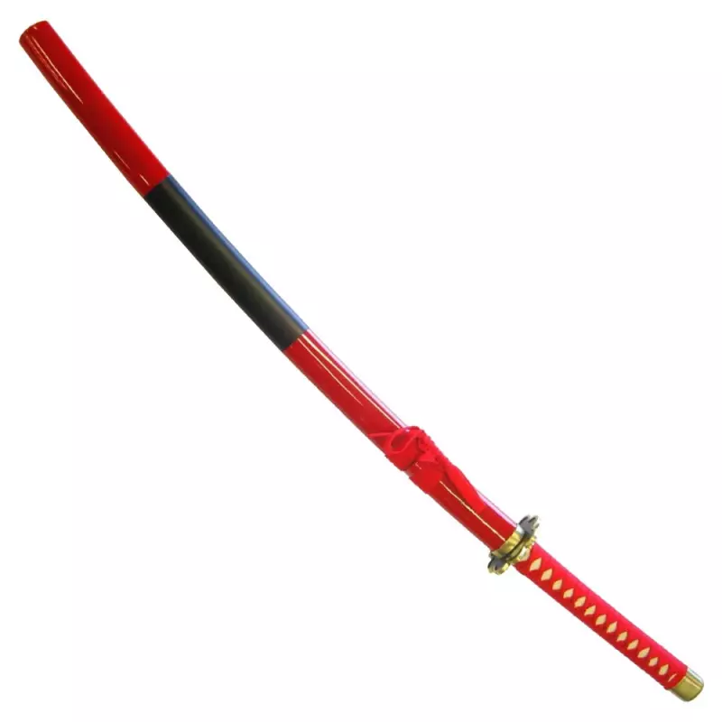 KATANA DECO STEEL BLADE RED AND BLACK PATTERN