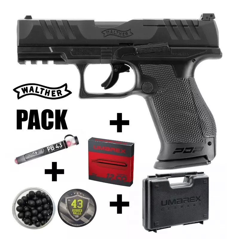 WALTHER PDP COMPACT T4E PISTOL PACK CAL 0.43 BLACK