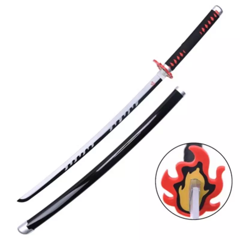 Demon Slayer Kimetsu no Yaiba Rengoku Kyoujurou Sword Rengoku Wooden Sword  75cm