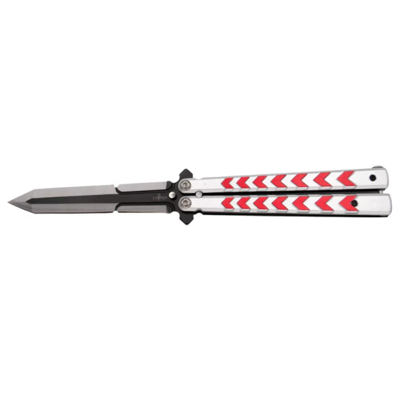 THIRD BUTTERFLY KNIFE RED SWORD PATTERN BLADE 12CM