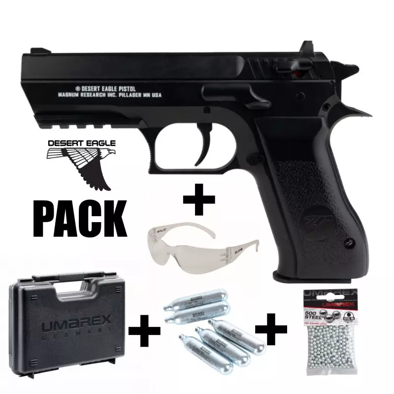 MAGNUM RESEARCH BABY EAGLE PISTOL PACK Black NBB - 4.5mm BB - CO² / 2.8J