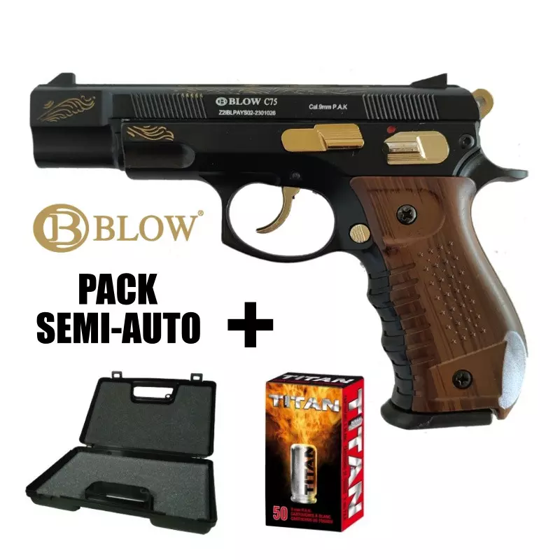 BLOW C75 BLANK PISTOL "EL NINO" Wood grip 9MM PAK