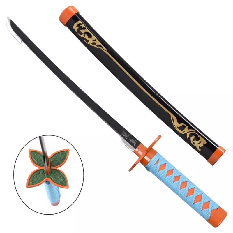 MINI KATANA DECO LAME ACIER MOTIF DEMON SLAYER ZS658-BLACK