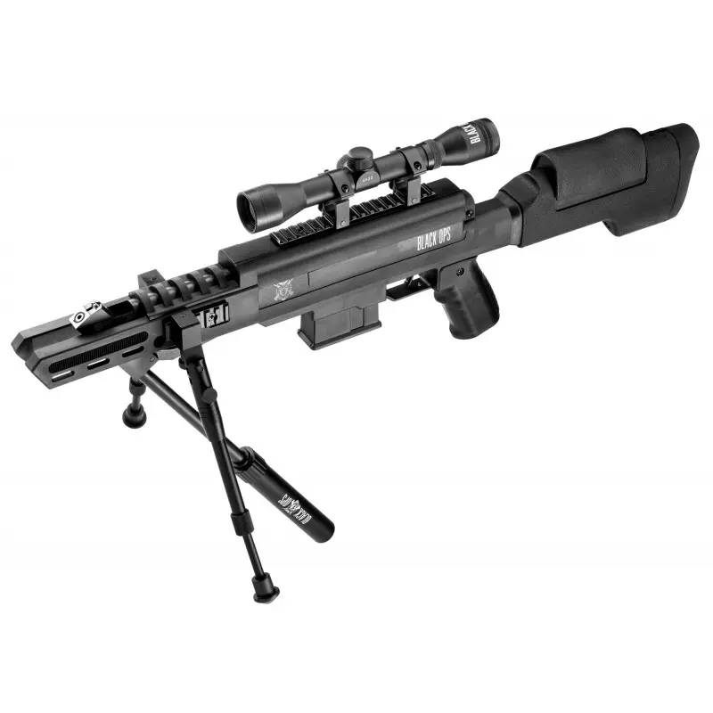 CARABINE A AIR COMPRIME BLACK OPS SNIPER 4.5 Plombs + Lunette 4X32 - 19.9J canon basculant