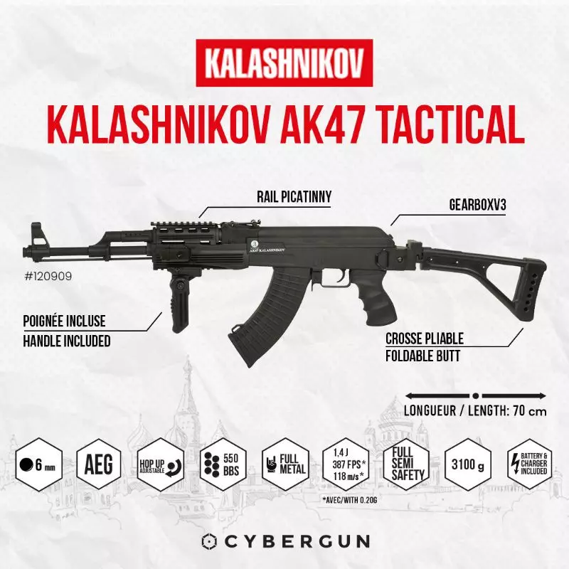 REPLIQUE AEG KALASHNIKOV AK 47 TACTICAL 550BBs 1J