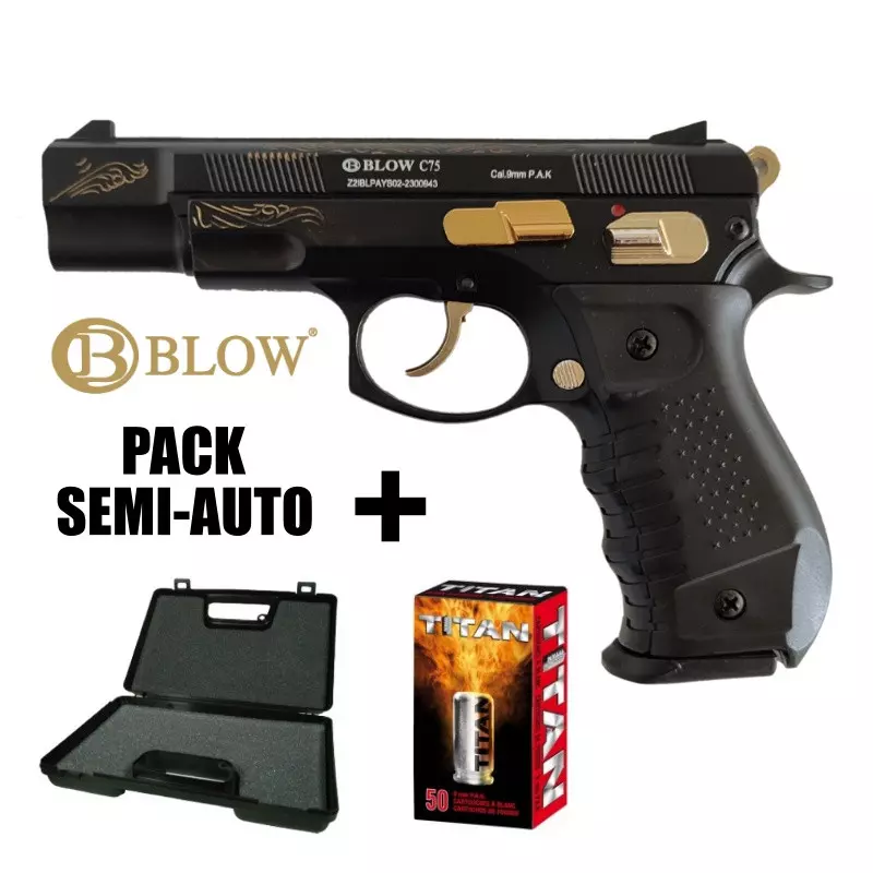 BLOW C75 BLANK PISTOL "EL NINO" Black grip 9MM PAK