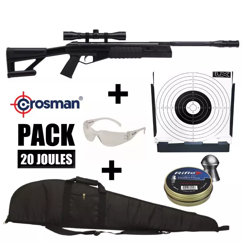 PACK CARABINE AIR CROSMAN TR77 NP + LUNETTE - Plomb 4.5mm / 19.9J - Wicked  Store