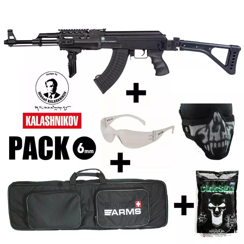 KALASHNIKOV AK 47 AIRSOFT TACTICAL RIFLE PACK - 550BBs 1J