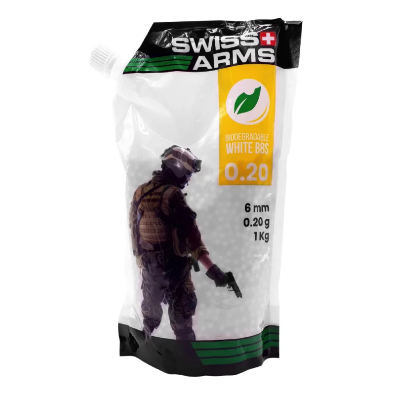 SWISS ARMS ORGANIC AIRSOFT BBs 0.20 g White BAG OF 1Kg