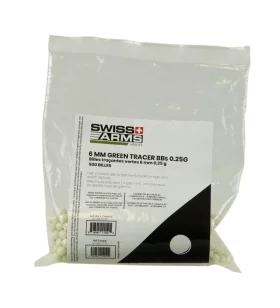 SWISS ARMS ORGANIC AIRSOFT BBs 0.25 g TRACER GREEN - BAG OF 500BBs
