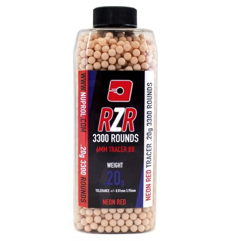 NUPROL TRACER AIRSOFT BBs 0.20g RED - BOTTLE OF 3300BBs