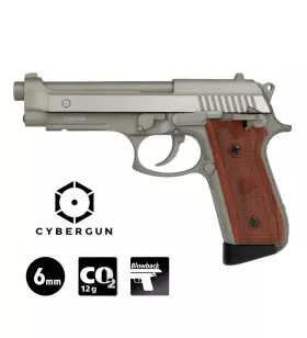PT92 AIRSOFT PISTOL FULL AUTO Silver - Fixed slide - 6 mm BB - CO² 1.4J