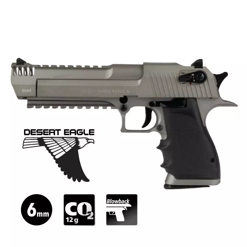 DESERT EAGLE L6 AIRSOFT PISTOL FULL AUTO Stainless - Blowback - 6 mm BB - CO²