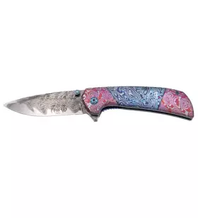 THIRD TACTICAL FOLDING KNIFE BLUE PINK WAVE PATTERN