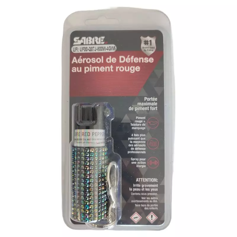 SABRE RED PEPPER SPRAY WITH JEWELED DESIGN AND SNAP CLIP