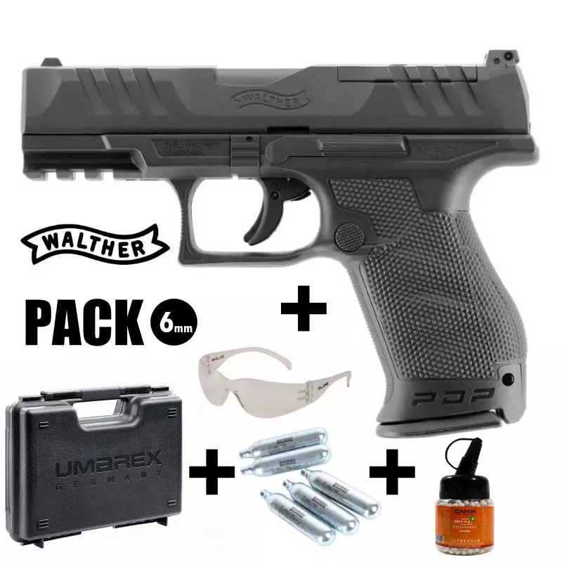 WALTHER PDP COMPACT 4" AIRSOFT PISTOL PACK Black - 6 mm BB CO2