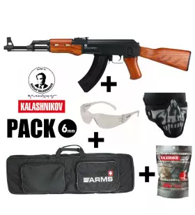 PACK REPLIQUE AEG KALASHNIKOV AK 47 Métal/bois - 550BBs 6mm 1.2J