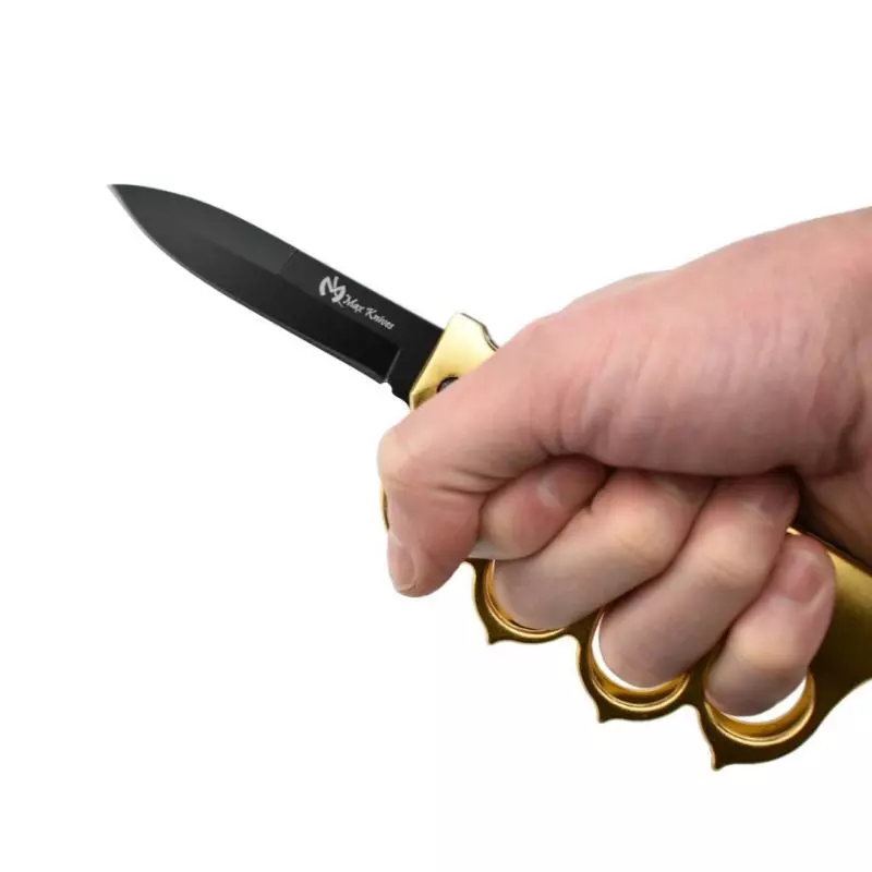 MAX KNIVES FOLDING KNIFE BRASS KNUCKLES GOLD