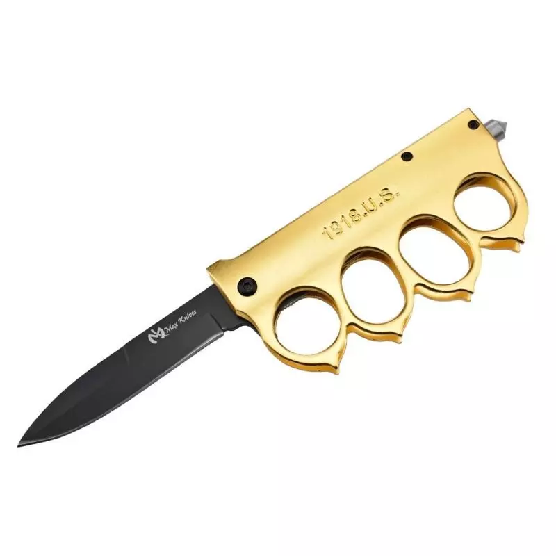 COUTEAU MAX KNIVES PLIANT POING AMERICAIN DORE