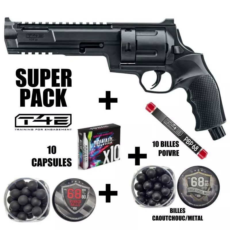 TR68 (HDR68) T4E REVOLVER SUPER PACK - Cal .68 - 16 Joules