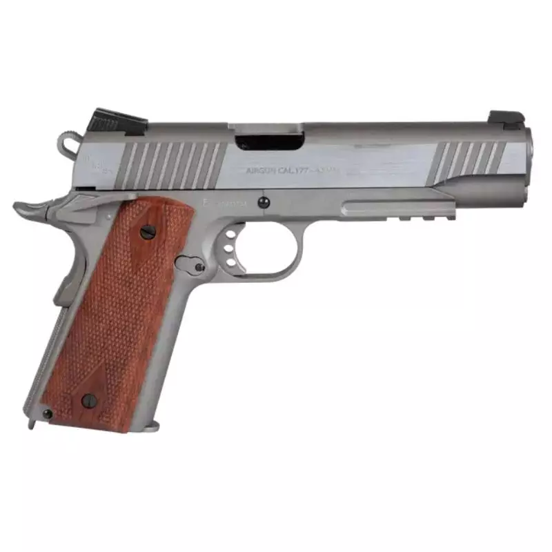 PISTOLET SWISS ARMS 1911 RAIL GUN Silver Blowback 4.5mm CO2