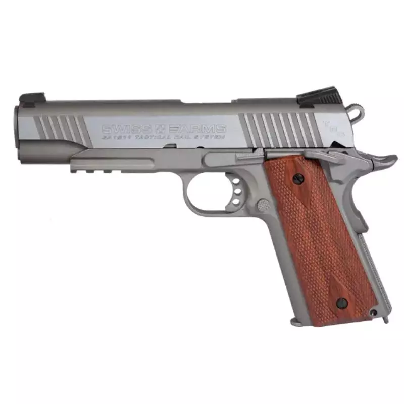 PISTOLET SWISS ARMS 1911 RAIL GUN Silver Blowback 4.5mm CO2