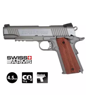 SWISS ARMS 1911 RAIL GUN Silver - Blowback 4.5mm CO2