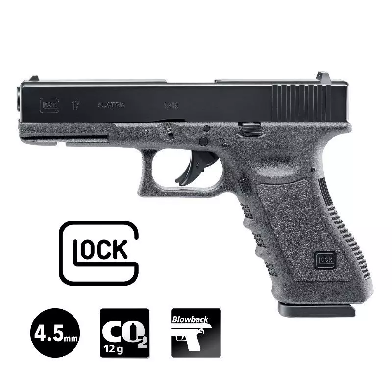 GLOCK 17 AIRGUN PISTOL Black - 4.5 mm BBs or Pellets - CO² 3J