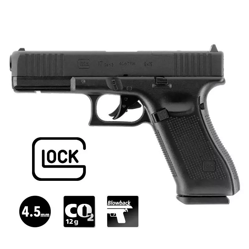 GLOCK 17 Gen5 AIRGUN PISTOL Black - 4.5 mm Pellets - CO² 3J