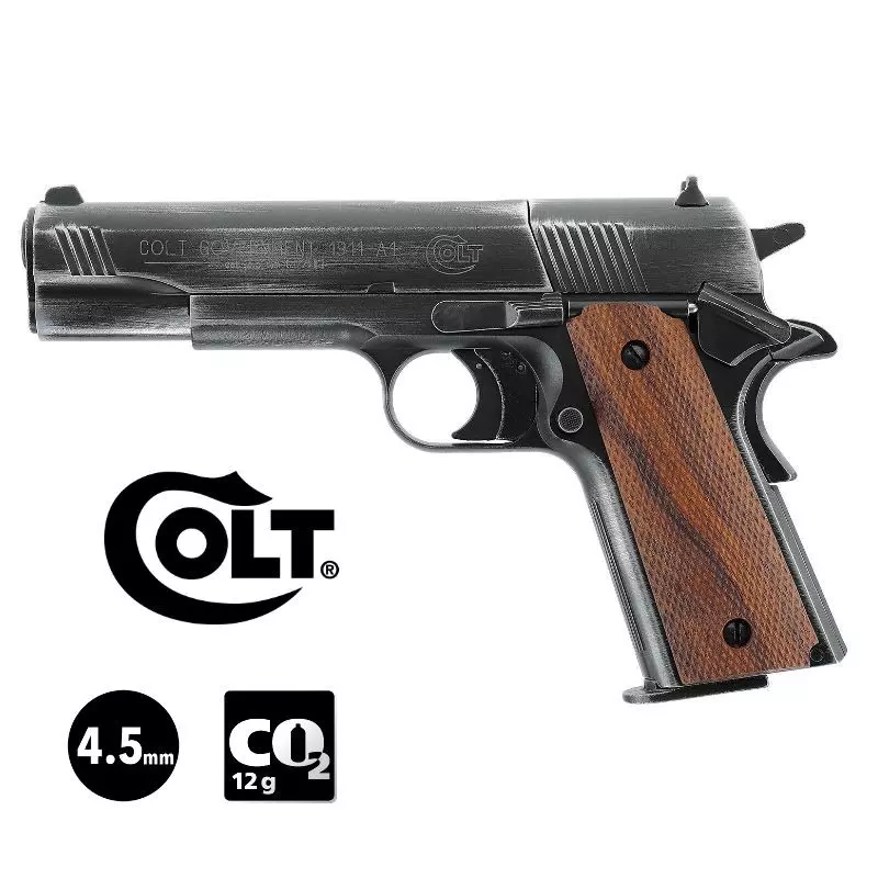 COLT 1911 GOVERNMENT A1 AIRGUN PISTOL OLD FINISH - 4.5 mm Pellet - CO² / 4J